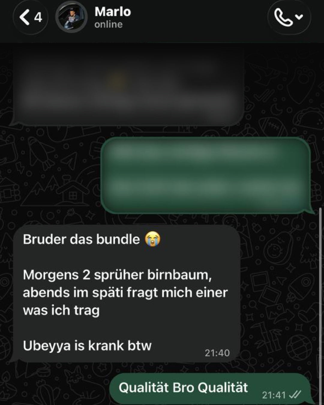 Morgens 2 Sprüher Birnbaum, abends im Späti fragt mich einer, was ich trag. Ubeyya is krank btw.